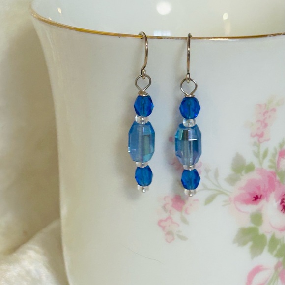 ! OOAK Sterling & Czech Glass Earrings, Handmade - Picture 1 of 3